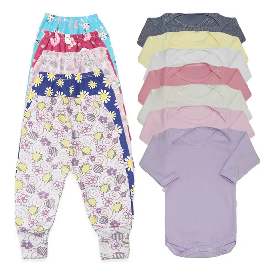 Conjunto Body Bebê Liso E Mijão Estampado Sortido 6 Peças