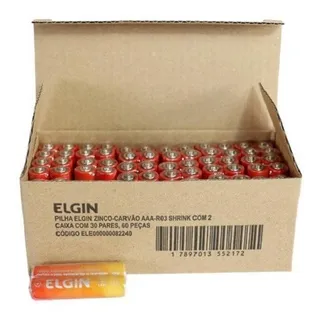Pilha Aaa Pequena Zinco Energy 1,5v Tubo C/ 60 Pilhas Elgin Pilha Aaa Pequena Zinco Energy 1,5v Tubo C/ 60 Pilhas Elgin