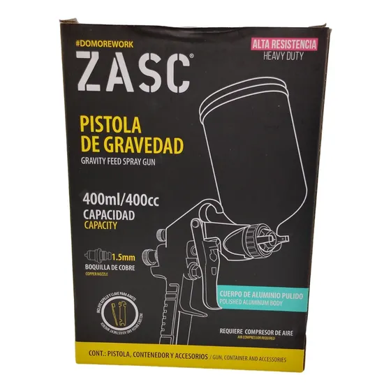 Pistola Para Pintar De Gravedad 400ml Marca Zasc