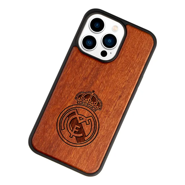 Funda Para iPhone Real Madrid Madera Grabada Futbol Case
