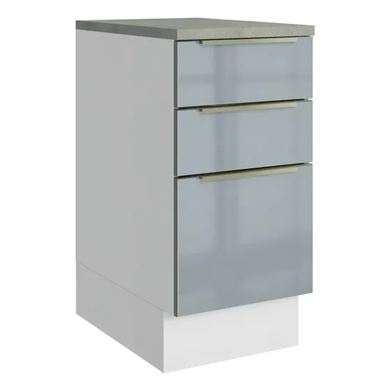 Gabinete Bajo Cocina Madesa Lux Con Encimera Color Blanco/Gris 04