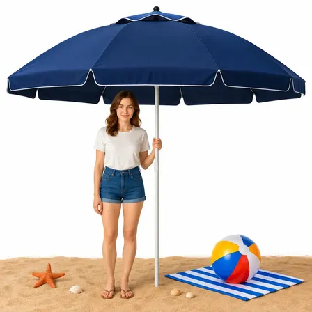 Guarda Sol Gigante 2,40m Uv Praia Piscina Camping Pesca Verão Cor Azul Marinho Vai De Tech