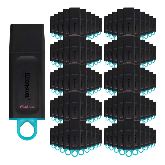 Kit 100 Memorias Kingston Usb 64gb 3.2 Dtx/64gb Exodia Negra