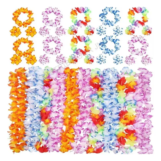 40 Pcs Hawaiano Flúor Fiestas Neón Collar+ Cintillo+ Pulsera Multicolor