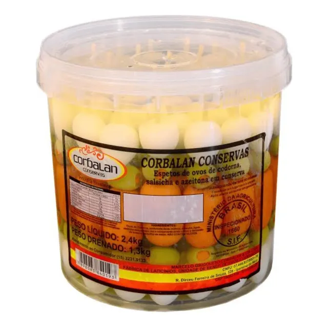 Espeto Misto Ovo Codorna Conserva+ Azeitona + Salsicha 1.3kg