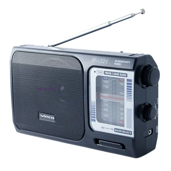 Radio Portatil Am Fm A Pilas Y Electrica Winco W-1231 Manija