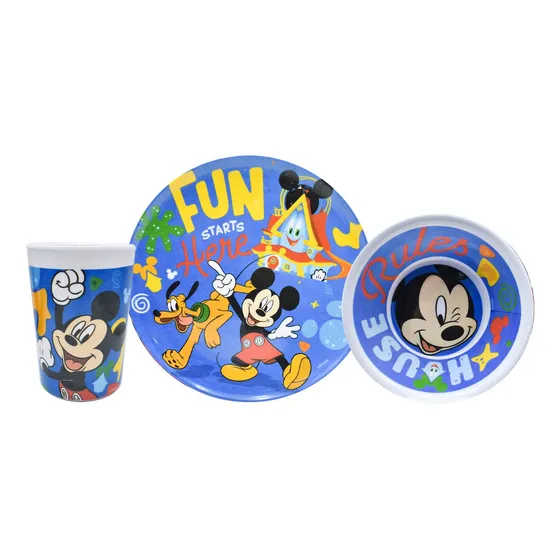 Vajilla Platos Melamina Mickey Mouse Disney 3pz Coleccion
