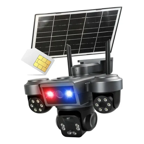 Cámara de Seguridad PTZ Triple Lente Solar 4G, con Audio Bidireccional y Visión Nocturna para Exterior