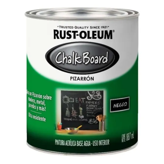 Pintura Para Pizarrón Base Agua Chalkboard 0,887l Rust Oleum Color Negro