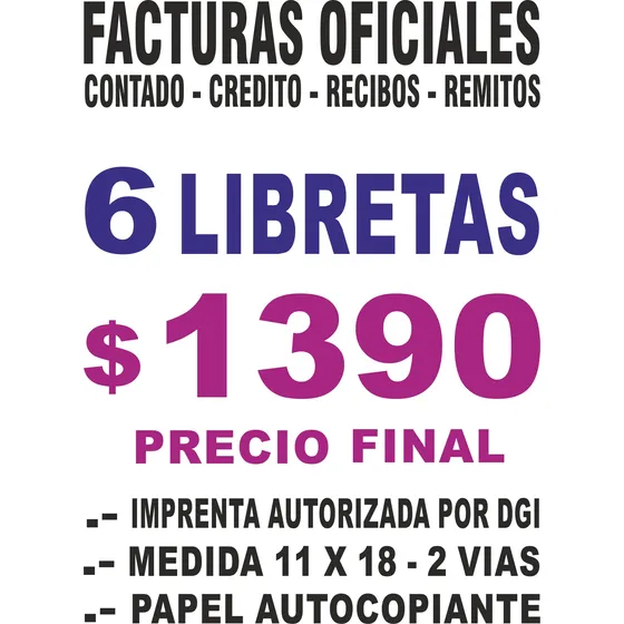 6 Libreta De Facturas Boletas Imprenta Autorizada Por Dgi.
