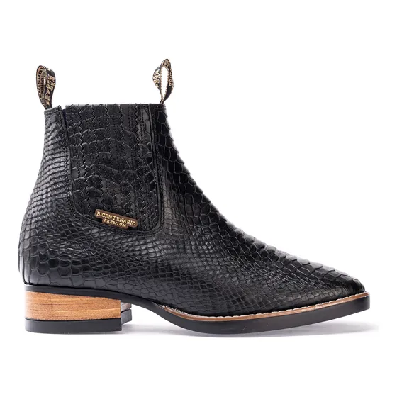 Botin Casual Vestir Vaquero Piel Tipo Piton Bicentenario