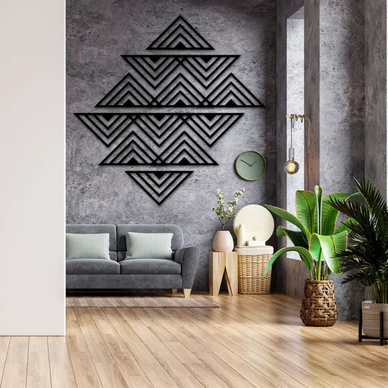 Cuadro decorativo Imback Triangulos x12 abstracto Mural Gigante IMBACK Color Negro