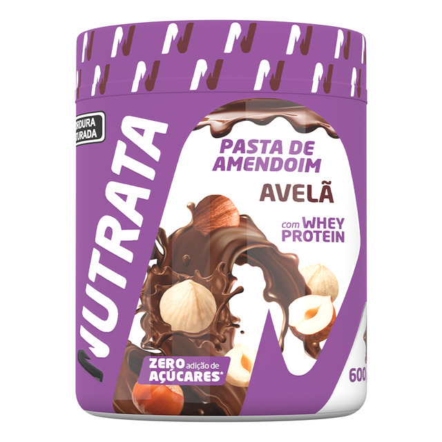 Pasta De Amendoim Com Whey Protein Nutrata Pote 600g Sabor Avelã Pasta De Amendoim Com Whey Protein Nutrata Pote 600g Sabor Avelã