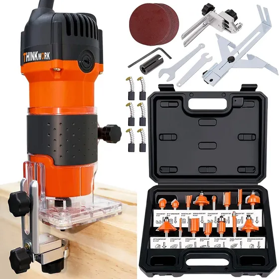 Router Para Madera Recortadora Rebajadora 800w +15 Brocas Carburo Thinkwork Tw6033