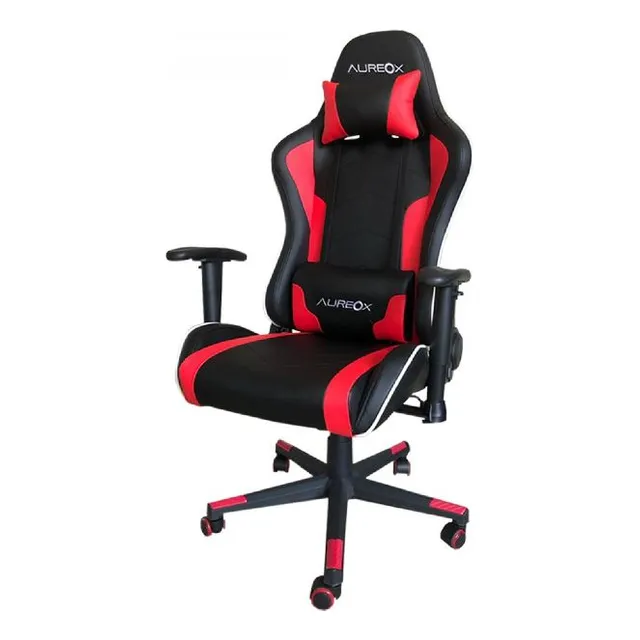 Silla de escritorio Aureox G400 gamer ergonómica roja con tapizado de cuero sintético
