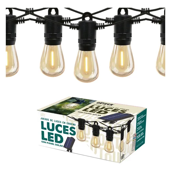 Guirnalda Guia De Luces Led Solar 7.5 Mts Luz Cálida Luces Amarillo
