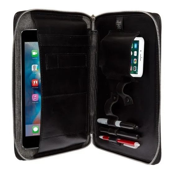 Carpeta De Piel Ejecutiva Con Cierre Funda iPad Libreta Nota
