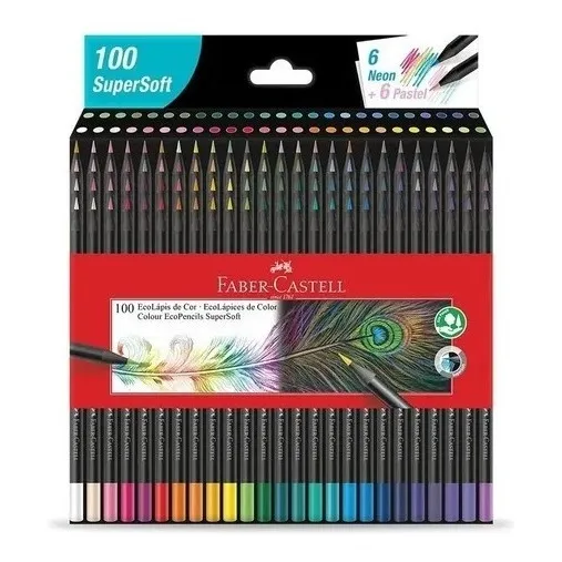 Estuche Colores Faber Castell Eco Supersoft X 100 Unidades