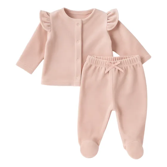 Conjunto Plush Bebe Campera Y Pantalon Rosa Bebe Abrigo Beba Rosa Recien Nacido