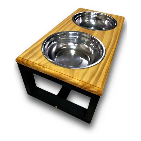 Comedouro Alto Duplo Para Cachorro Gato - Tamanho M