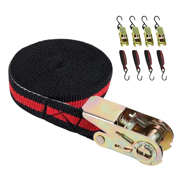 Set Kit Juego Eslinga Cinta Amarre Ratchet 4 Piezas 