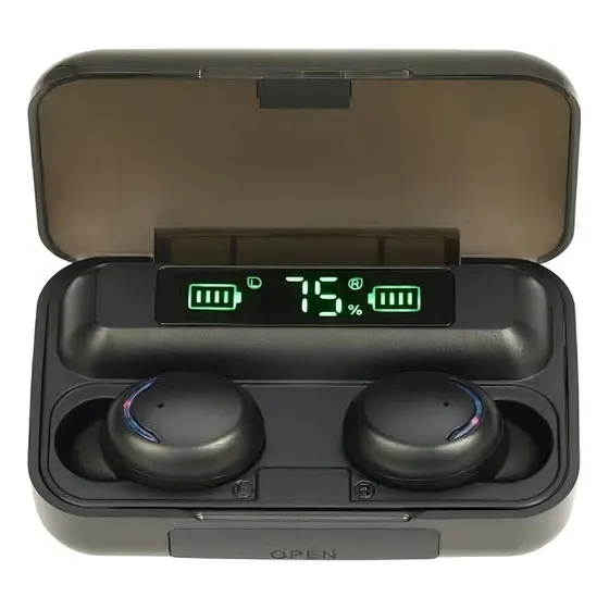Auriculares in-ear gamer inalámbricos TWS F9-5 BTH-F9-5 negro con luz LED