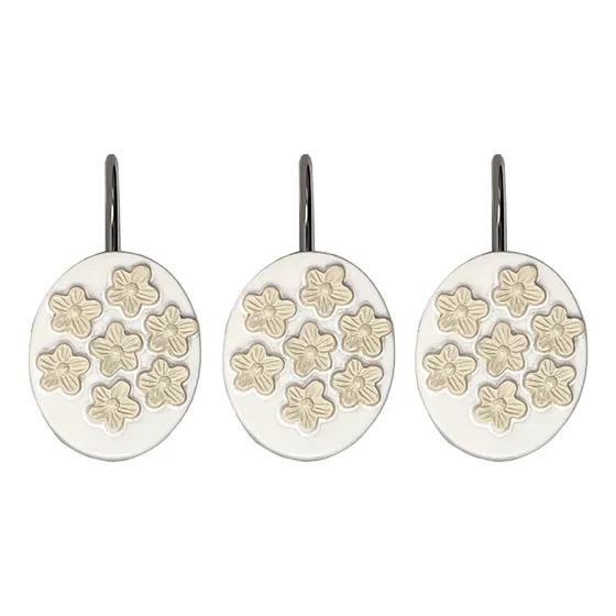 Ganchos Para Cortina De Baño Resina Y Metal Dafne Color Blanco Beige