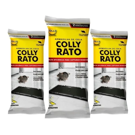 Armadilha Adesiva Ratoeira Com Cola - Colly Rato - 3 Pares