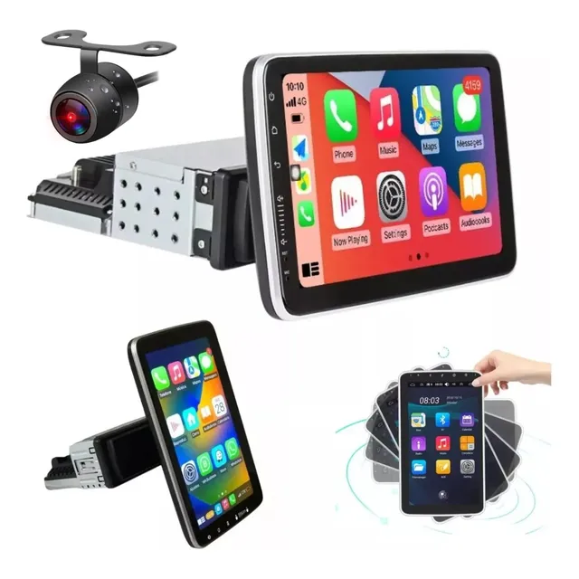 Multimédia 10p Android 1din Wifi Rotativa Flutuante Voz Cam