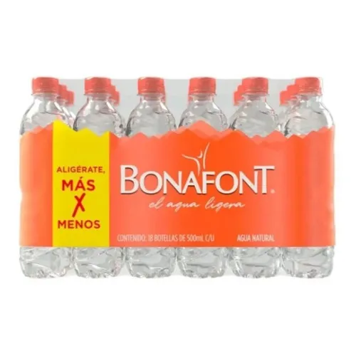 Agua Bonafont Natural 18 Botellas De 500 Ml C/u