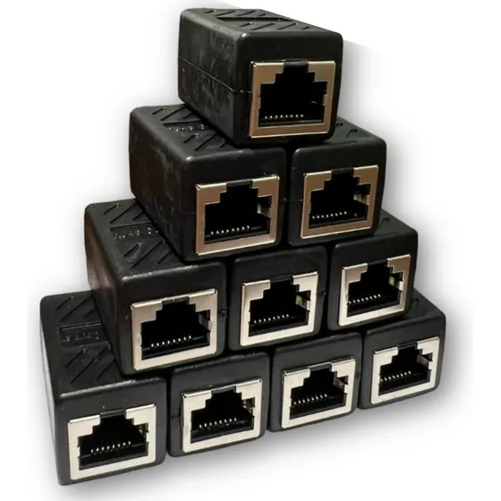 Conector Extensor Emenda Lan Rede Cat5 Fêmea  Rj 45 Kit 10un