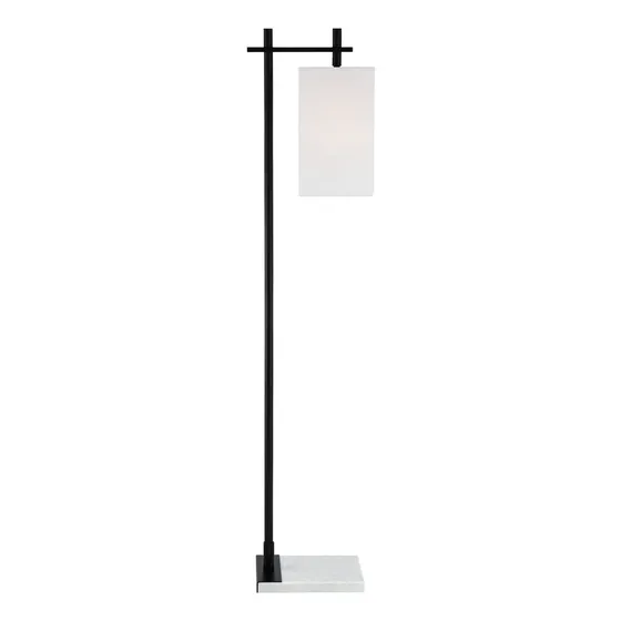 Largo Lampara Pie Marmol Blanco Negro Mate Regulador Usb