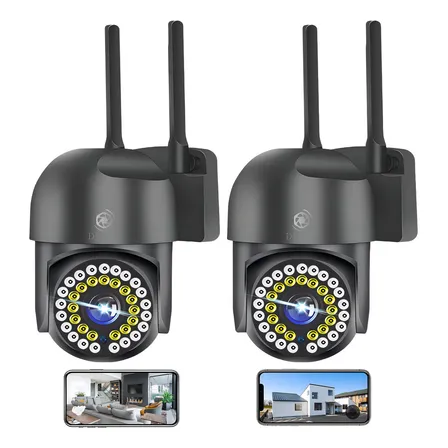 2pcs Cámara De Seguridad Exterior Wifi Foco Hd Visión Alarma Color Negro Dheot Ip