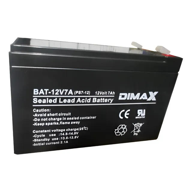 Batería Seca Recargable 12v 7a Dimax Bat-12v7a Alarmas