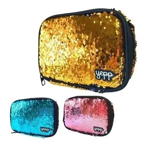 Estojo Escolar Yepp Box Paetê Para 28 Lápis 1 Zíper Fashion