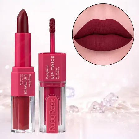 Batom Duo Matte Líquido E Bala Lip Twice Ruby Rose Lt70