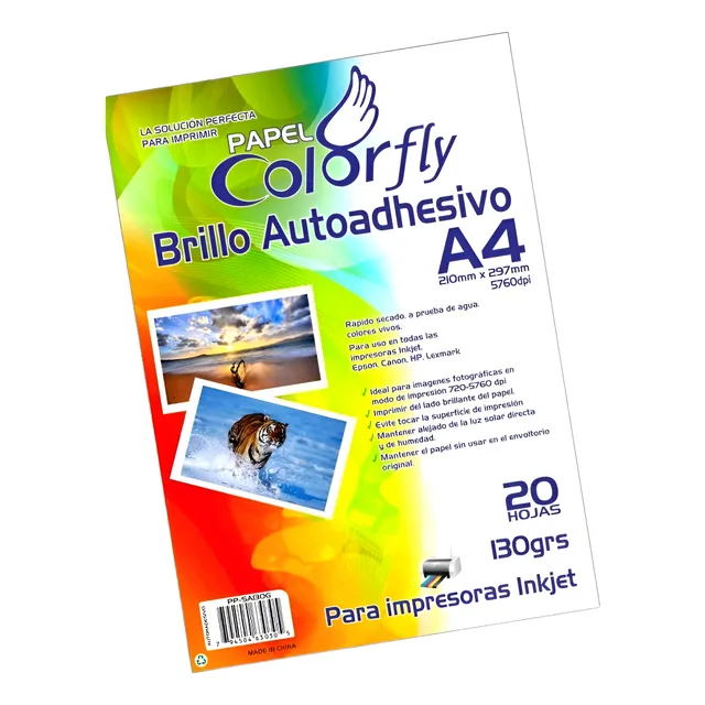Colorfly A4 Papel Fotográfico Adhesivo Brilloso 20 Hojas