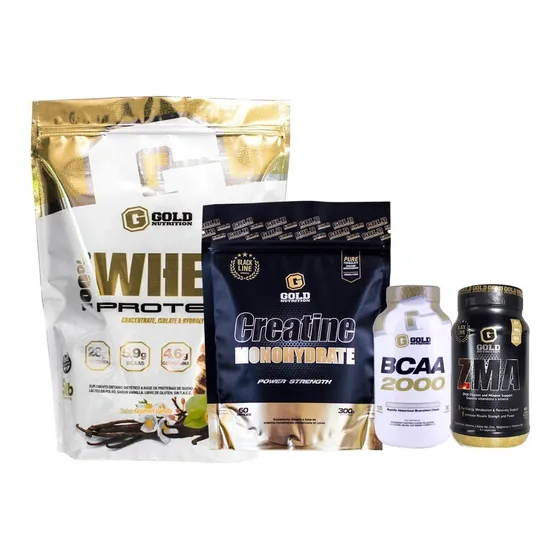 Whey Protein 5lb + Bcaa 2000 + Creatina + Zma. Combo Gold 