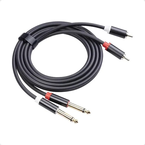 Cable Audio Plug TRS 6.35mm A RCA 1.5m Para Equipos Profesionales DJ