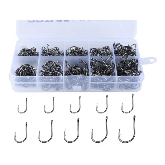 Kit Com 600 Anzóis Aço Carbono #3 Ao #12 + Caixa Pesca Anzol