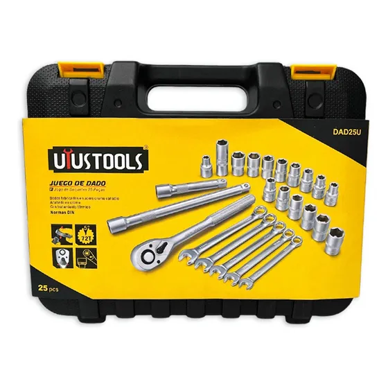 Juego Maleta 25 Piezas Dados Llaves 1/2 Uyustools No Stanley