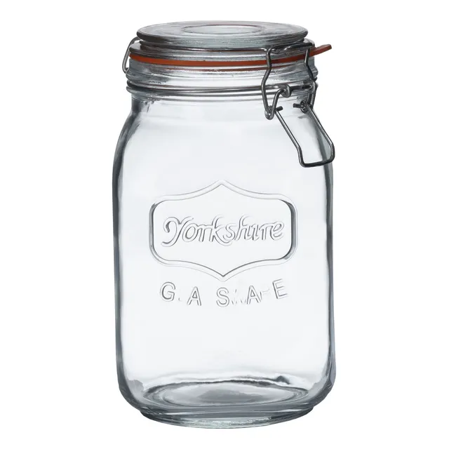 De 6 Frascos De Vidrio Tapa Hermética Glazé 1,480 Ml Color Transparente