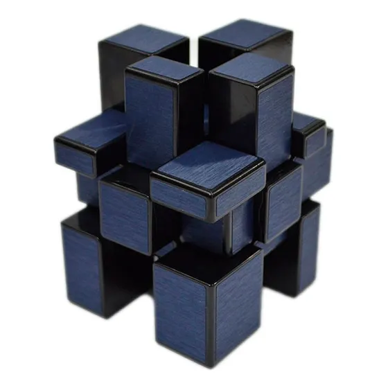 3x3x3 Mirror Fondo Negro Con Stickers Azules Qiyi Azul Acero