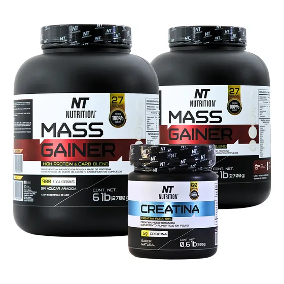 2 Mass Gainer Ganador De Masa Y Peso Y Creatina Nt Nutrition Sabor 1 Chocolate 1 Vainilla Y Creatina Natural