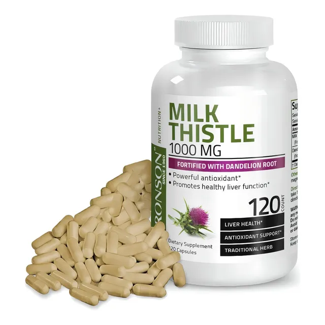 Milk Thistle 1000 Mg Bronson 120 Capsulas Sabor Neutro