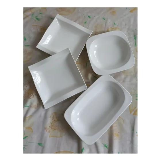 Platos Hondos Blancos. Set 4. Cuadrado, Ovalado, Rectangular