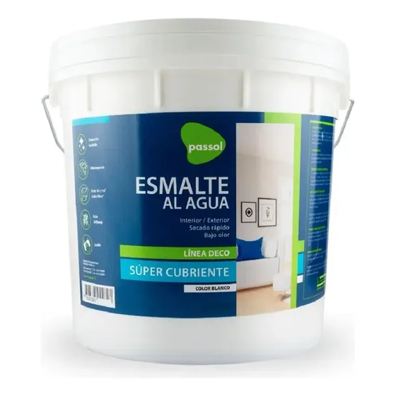 Esmalte Al Agua Antihongos Tineta 4 Galones Blanco Passol Acabado Mate