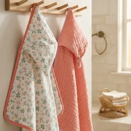 Kit 2 Toalhas Infantil Banho Capuz Algodão Dupla Camada