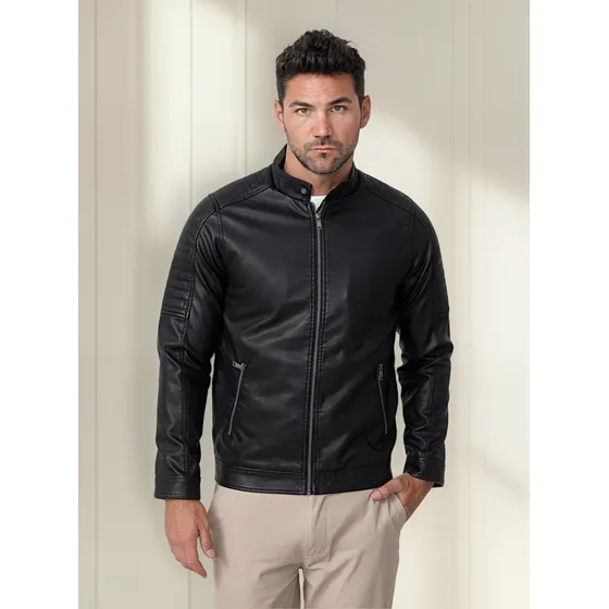 Campera Cuero Pu Hombre Biker Rocker Premium Importada