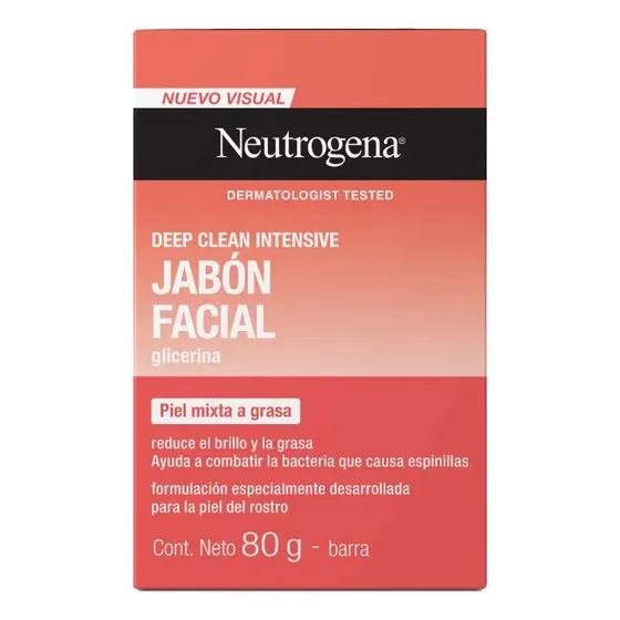 Jabón Facial En Barra Neutrogena Deep Clean Intensive 80g Momento De Aplicación Día/noche Tipo De Piel Mixta A Piel Grasa